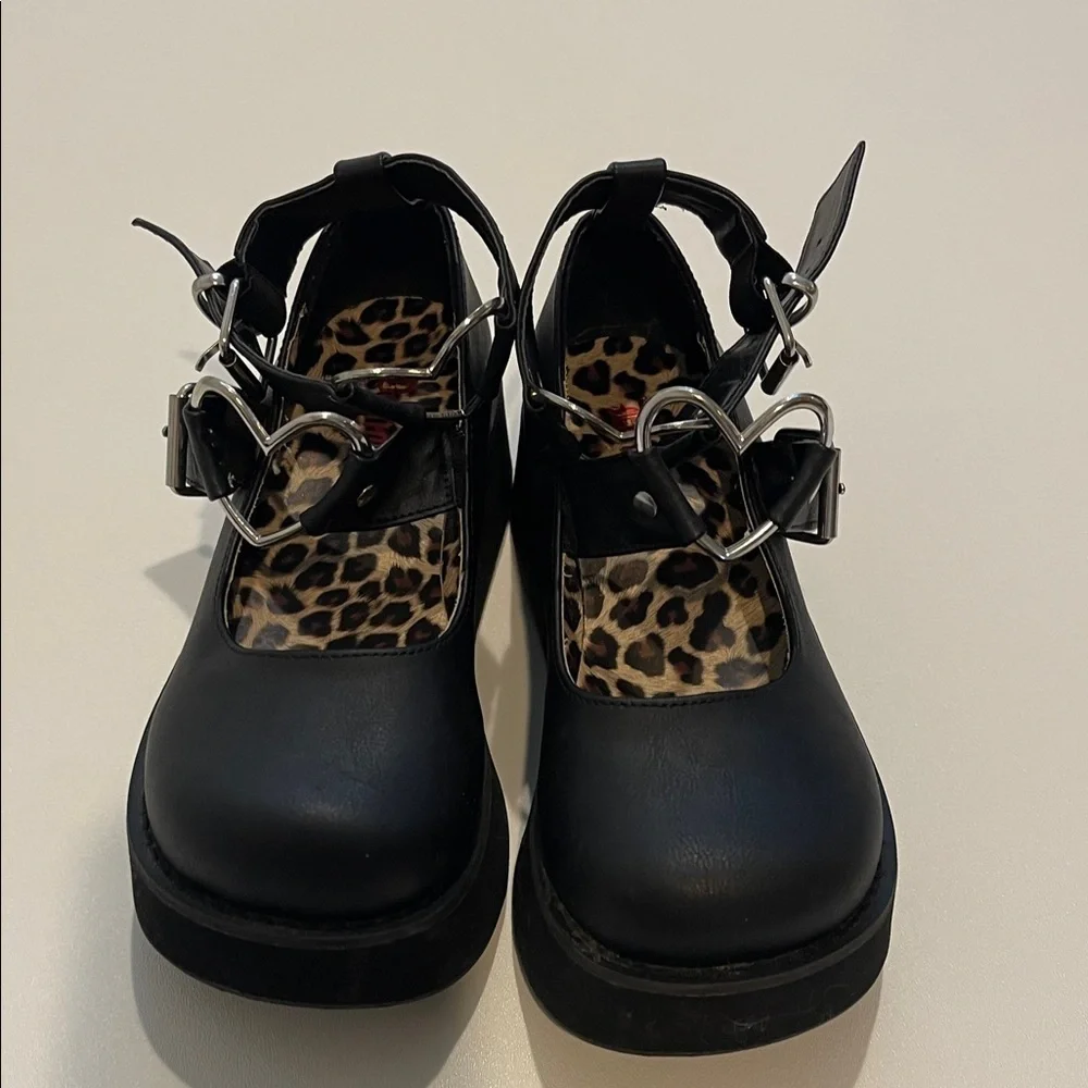 Demonia Sprite-02 Mary Jane Black Platform Buckle Shoes